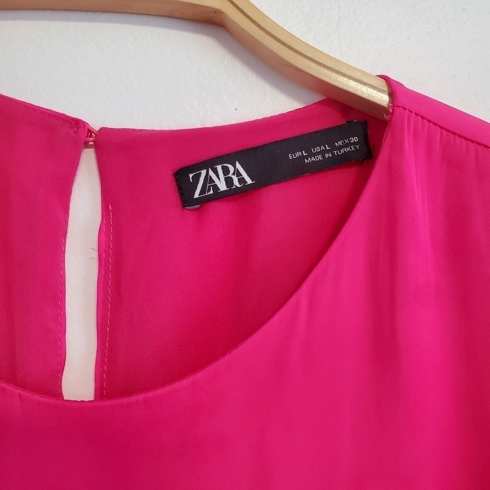 Zara Hot Pink Tiered Short Dress - Picture 6 of 8